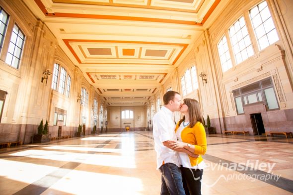 Robertshaw Engagement at Kansas City’s Union Station and Loose Park. Photos by Kansas City and Destination Wedding and Lifestyle Portrait Photographers ©Kevin Ashley Photography