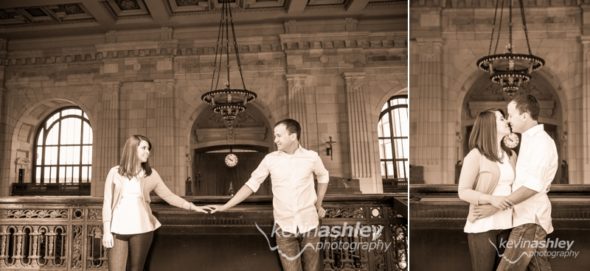 Robertshaw Engagement at Kansas City’s Union Station and Loose Park. Photos by Kansas City and Destination Wedding and Lifestyle Portrait Photographers ©Kevin Ashley Photography