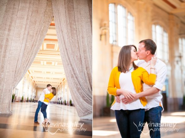 Robertshaw Engagement at Kansas City’s Union Station and Loose Park. Photos by Kansas City and Destination Wedding and Lifestyle Portrait Photographers ©Kevin Ashley Photography