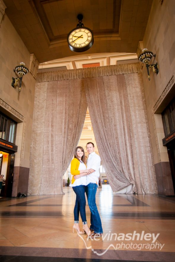 Robertshaw Engagement at Kansas City’s Union Station and Loose Park. Photos by Kansas City and Destination Wedding and Lifestyle Portrait Photographers ©Kevin Ashley Photography